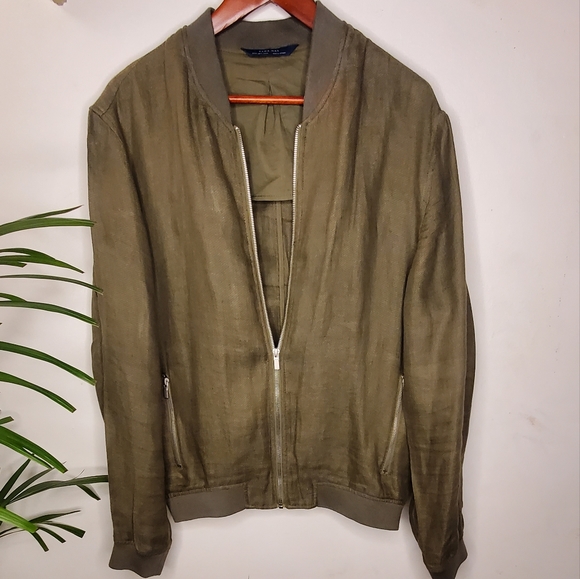 " SOLD " Zara light linen bomber jacket in excellent condition - Picture 2 of 6
